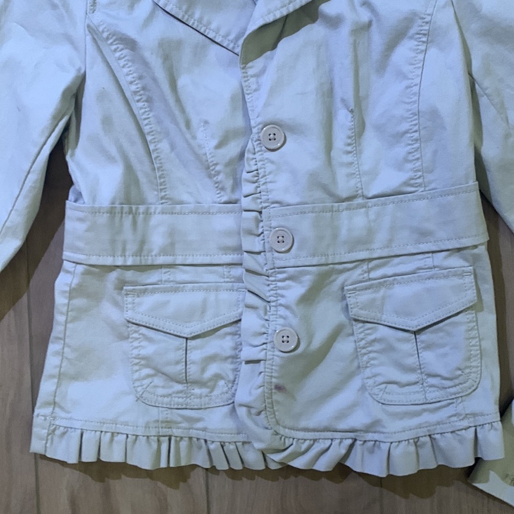 LOFT Cream Ruffle Blazer 2 - Picture 4 of 5